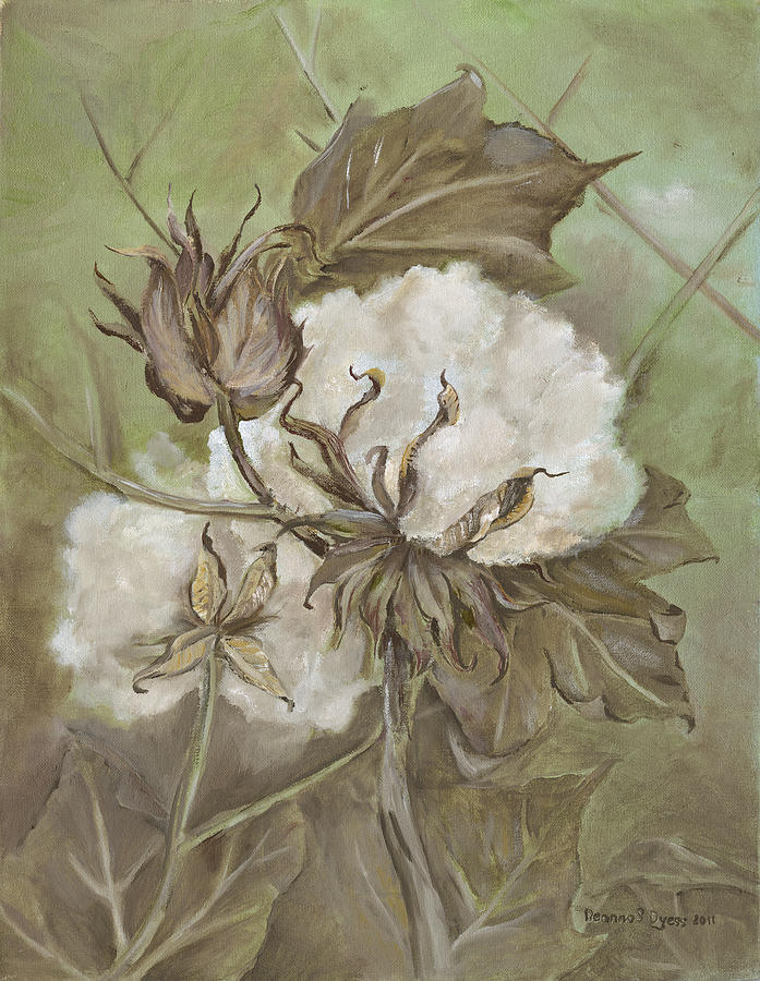 Cotton Painting - Cotton Bolls by Deanna Sue Dyess Cotton Painting - Cotton Bolls by Deanna Sue Dyess
