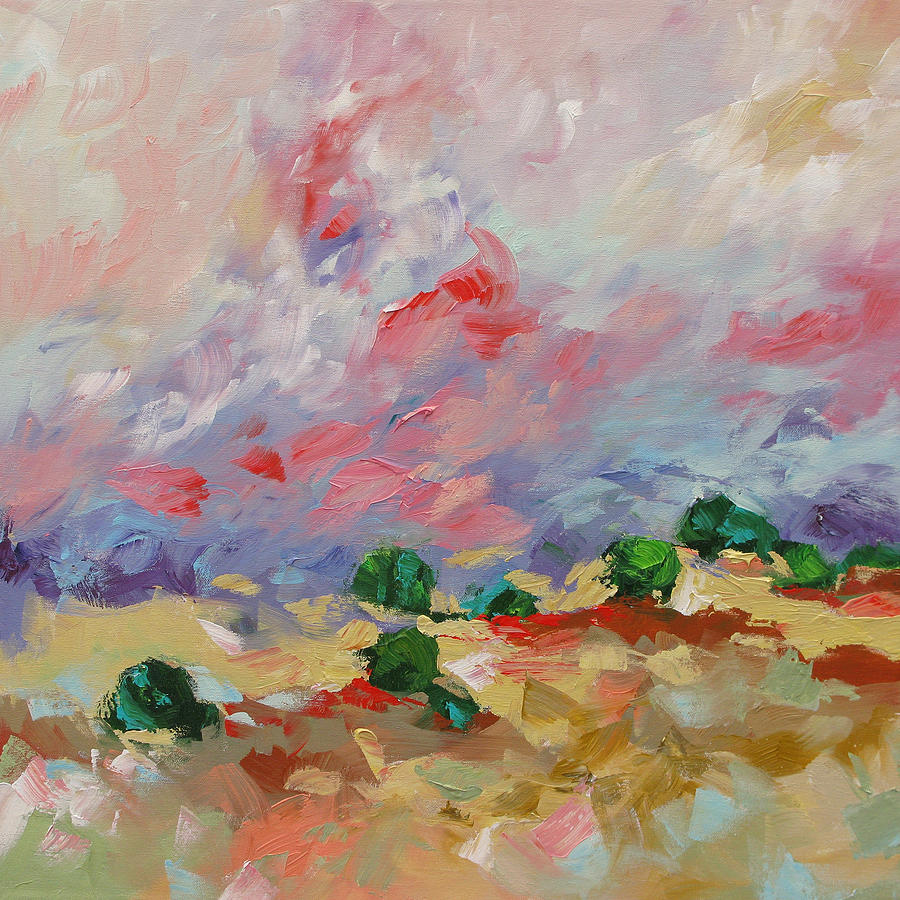 Cotton Candy Clouds Painting by Linda Monfort