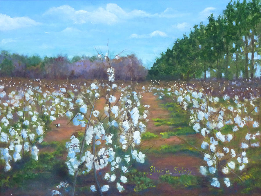 Cotton Field Painting by Gloria Smith