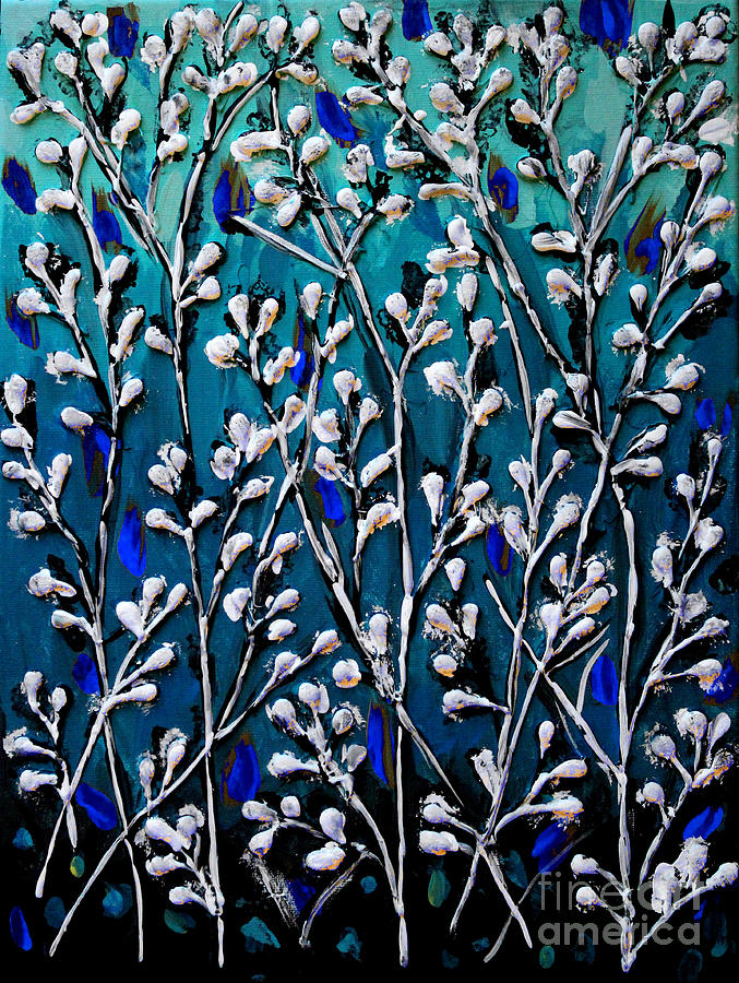 Cotton Flowers with Blue Accent Digital Art by Cynthia Snyder