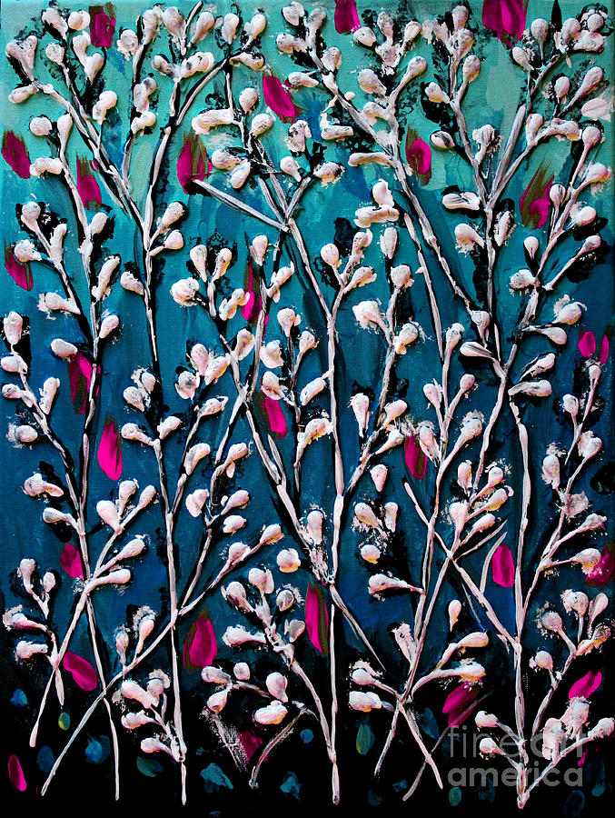 Cotton Flowers with Pink Accent Painting by Cynthia Snyder