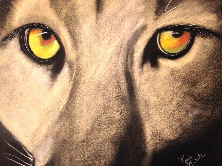 Cougar Eyes Drawing by Renee Michelle Wenker