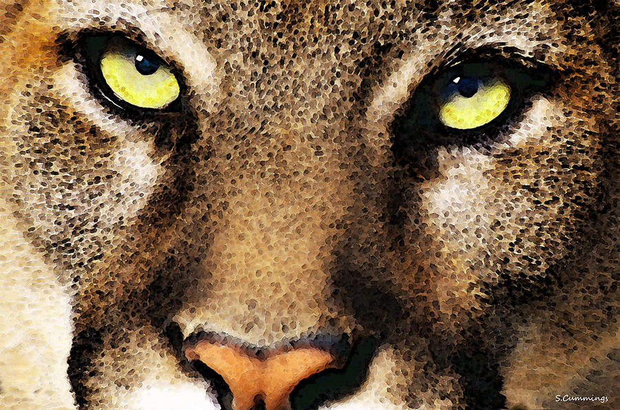 Cougar Eyes Painting by Sharon Cummings