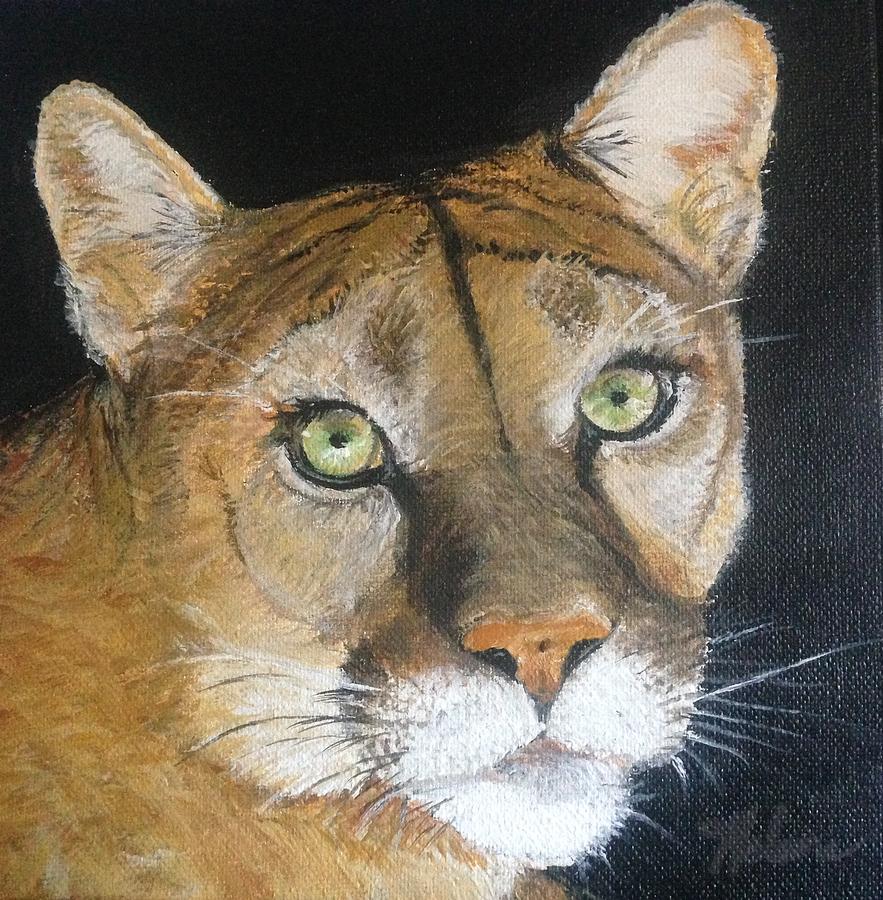 Wildlife Painting - Cougar LisaDiana by Helene Thomason