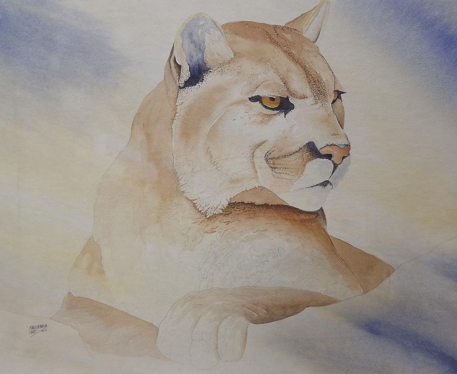 Cougar on Watch Painting by Richard Faulkner