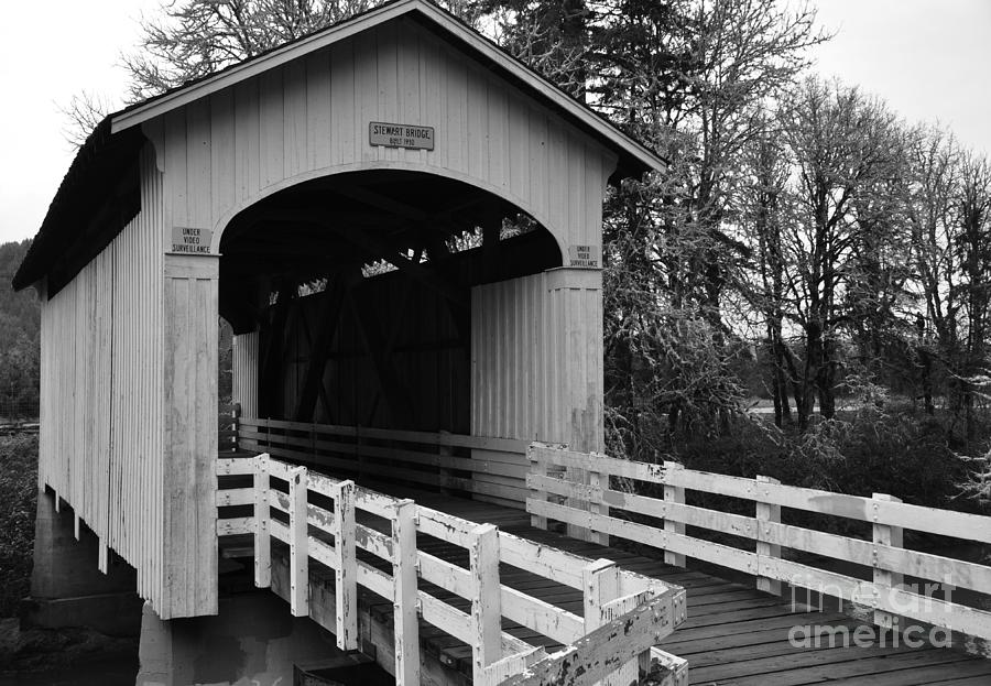 Black And White Stewart Bridge Painting by Kirt Tisdale