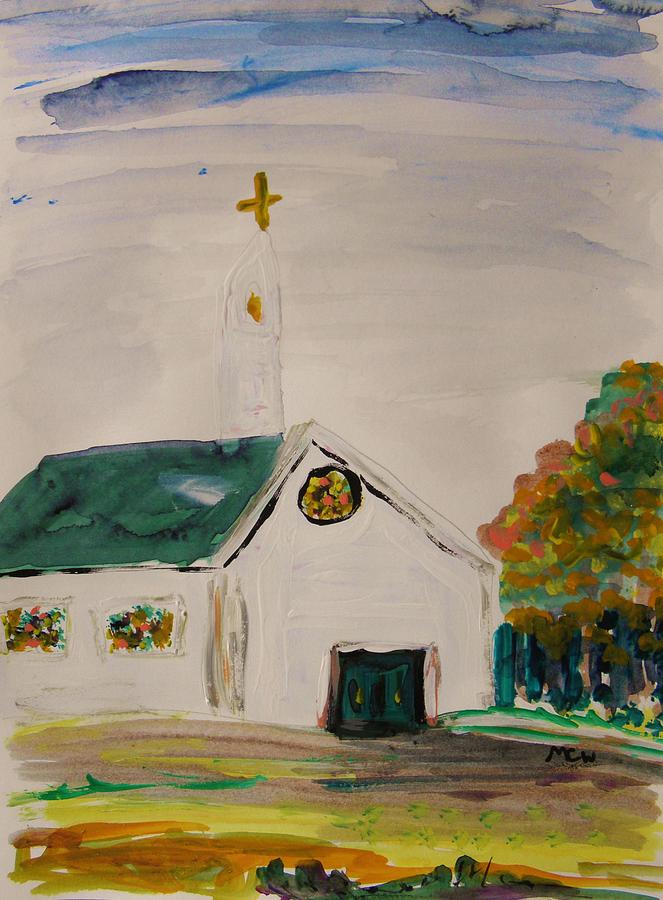 Country Church in October Painting by Mary Carol Williams