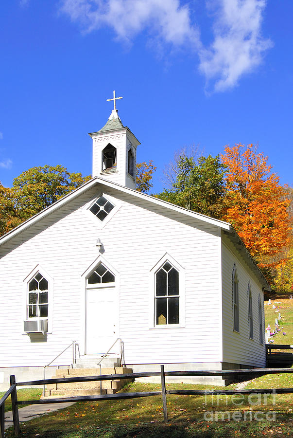 Tree Photograph - Country Church in the Mountains by Thomas R Fletcher