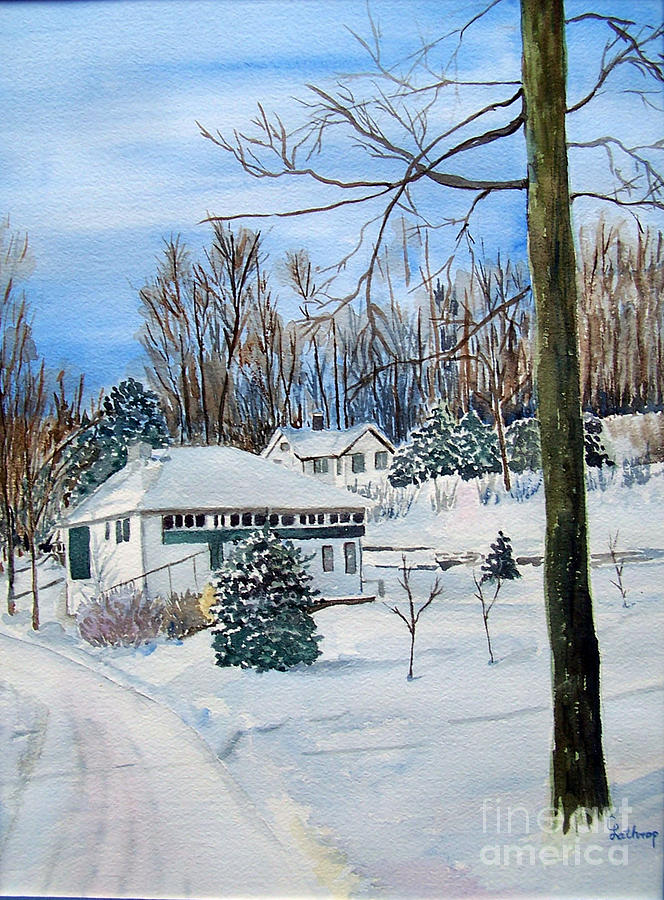 Country Club in Winter Painting by Christine Lathrop