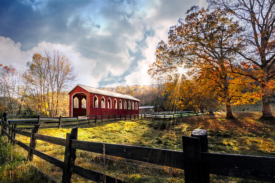 Barn Photograph - Country Covered Bridge by Debra and Dave Vanderlaan