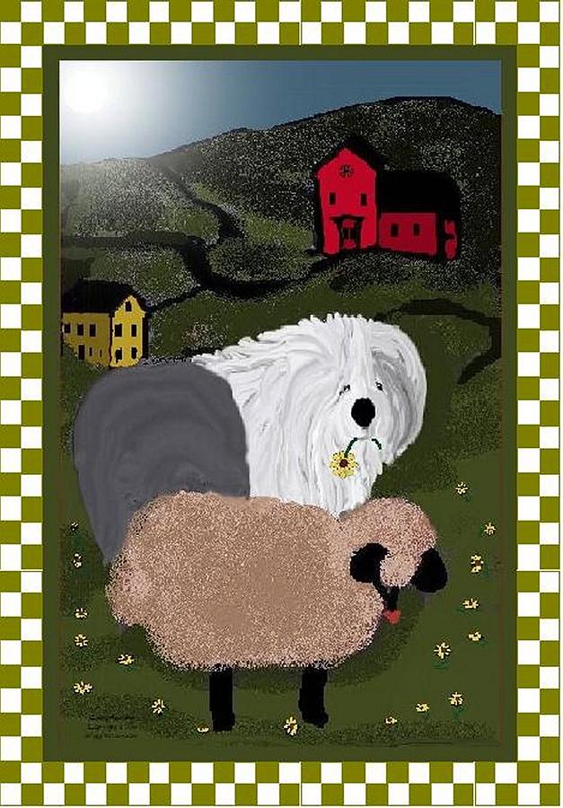 Old English Sheepdog Mixed Media - Country Day Sheepdog by Cathy Howard