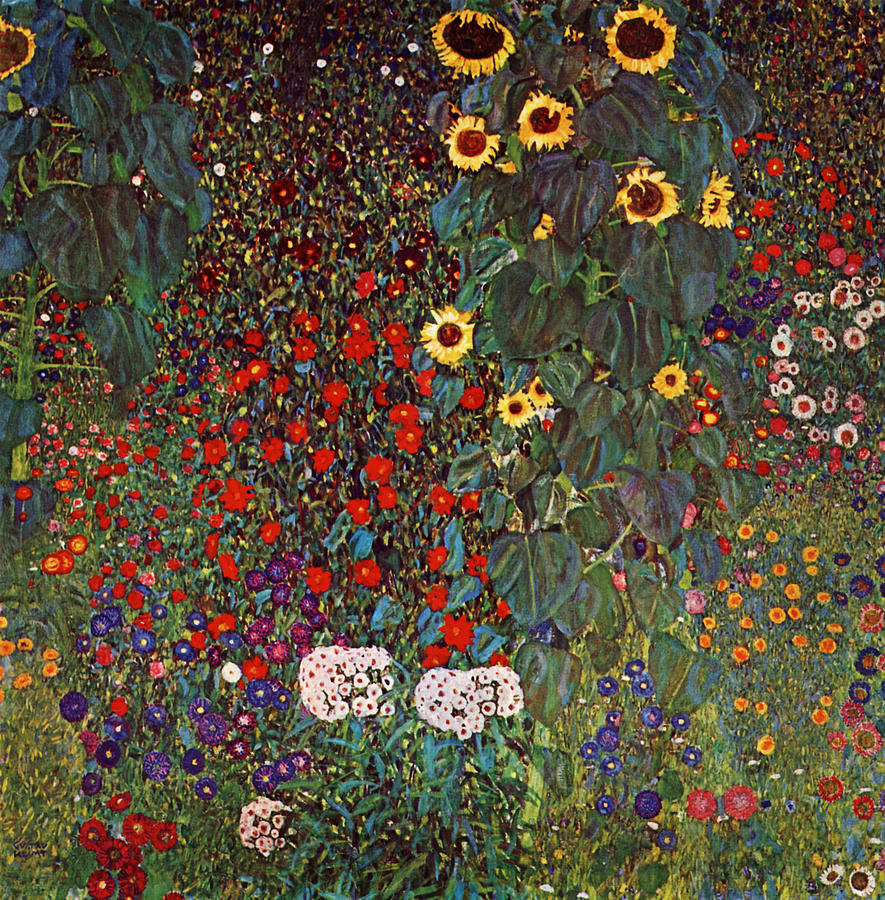 Gustav Klimt Painting - Country Garden with Sunflowers by Celestial Images