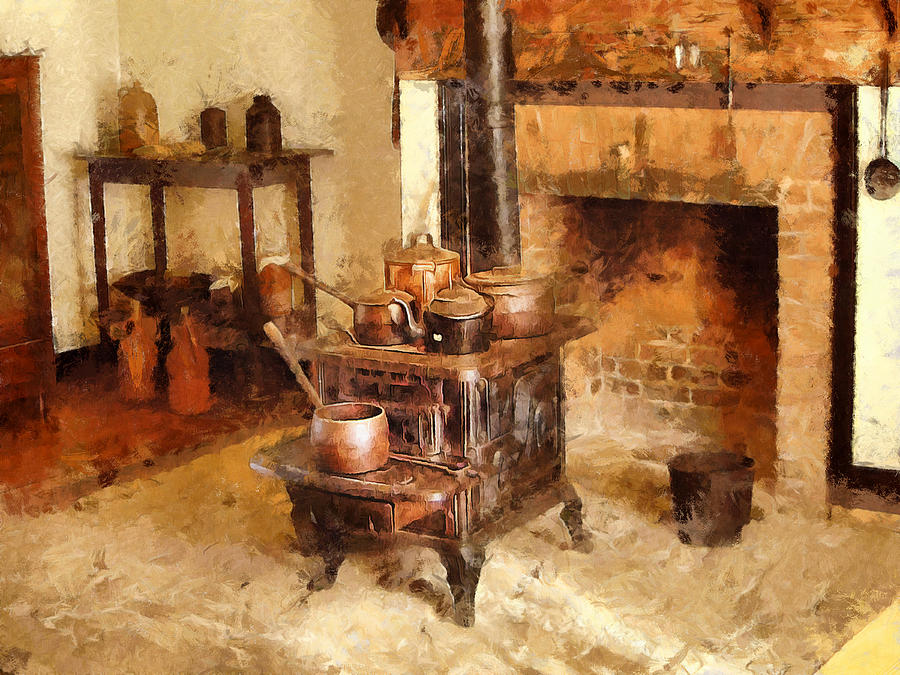 Vintage Digital Art - Country Hearth by Mary Almond