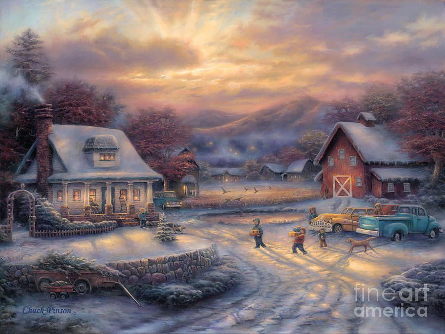 Country Holidays Painting by Chuck Pinson