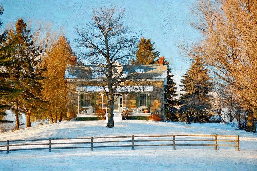 Winter Photograph - Country Home impasto by Steve Harrington