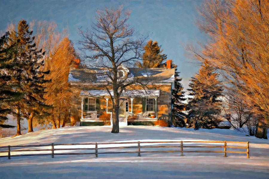 Winter Photograph - Country Home oil by Steve Harrington