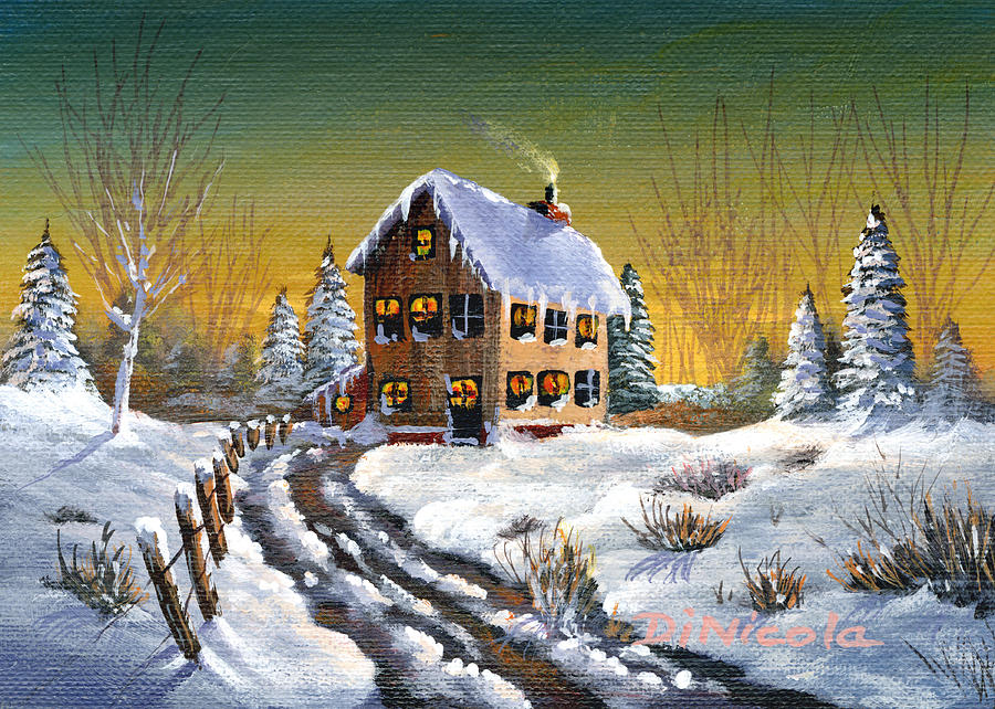 Country Homestead Miniature Painting by Anthony DiNicola