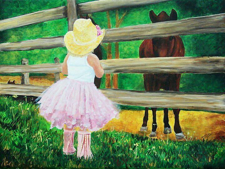 Horse Painting - Country Meets City by Frankie Picasso
