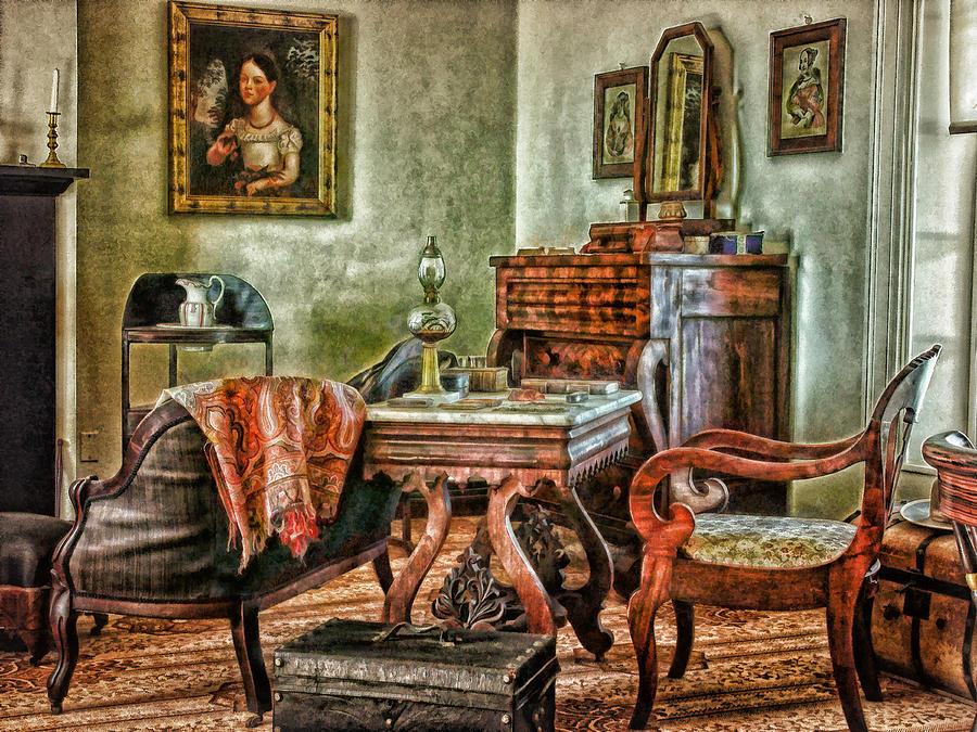Vintage Photograph - Country  Parlor by Mary Almond