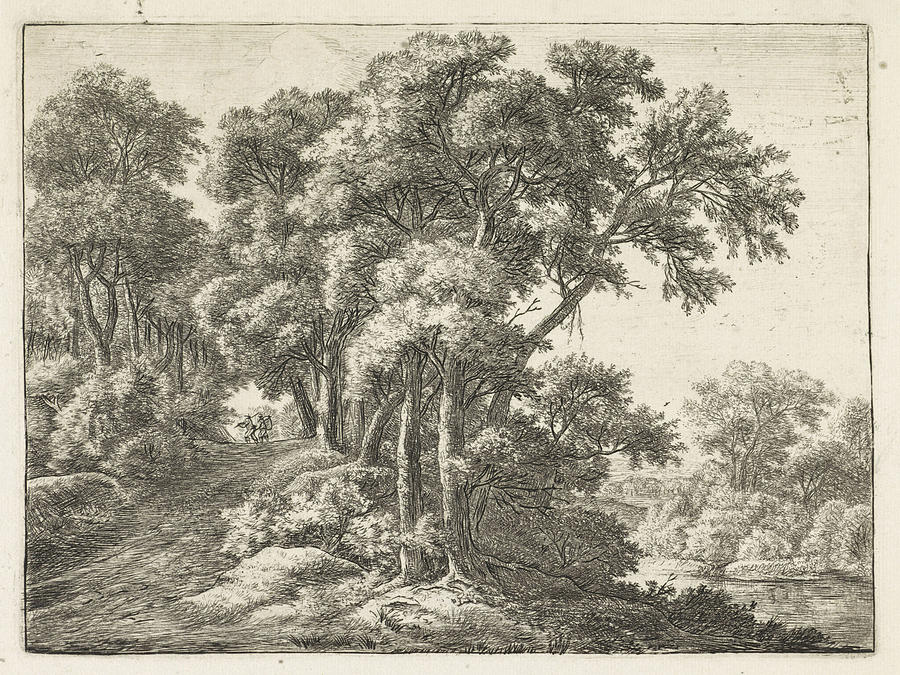 Tree Drawing - Country Road Along A River, Anthonie Waterloo by Anthonie Waterloo