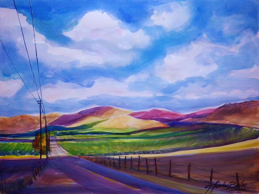 Country Road and Clouds SOLD Painting by Tf Bailey