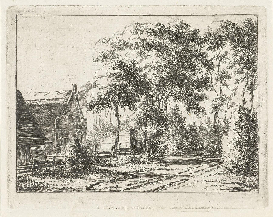 Country Road At A Farm, Print Maker Jacobus Cornelis Gaal Drawing by ...