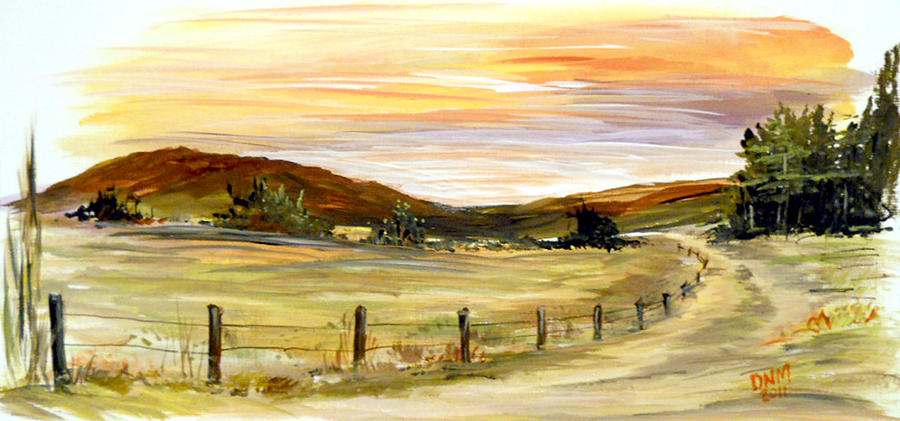 Sunset over the County Road Painting by Dorothy Maier