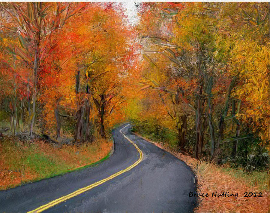 Fall Painting - Country Road in Autumn by Bruce Nutting