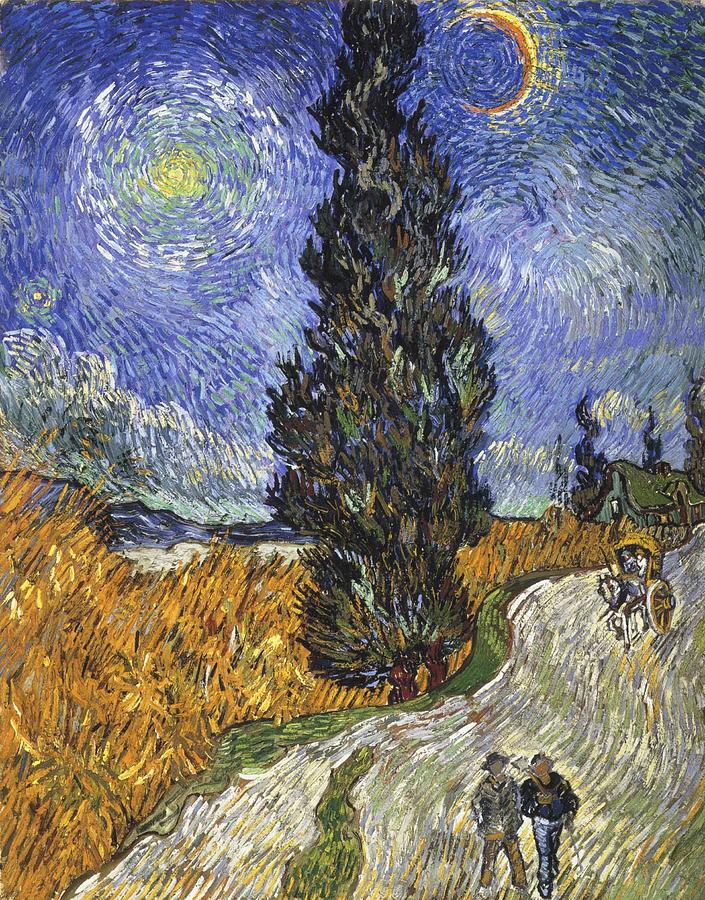 Country road in Provence by night Painting by Vincent van Gogh - Fine ...