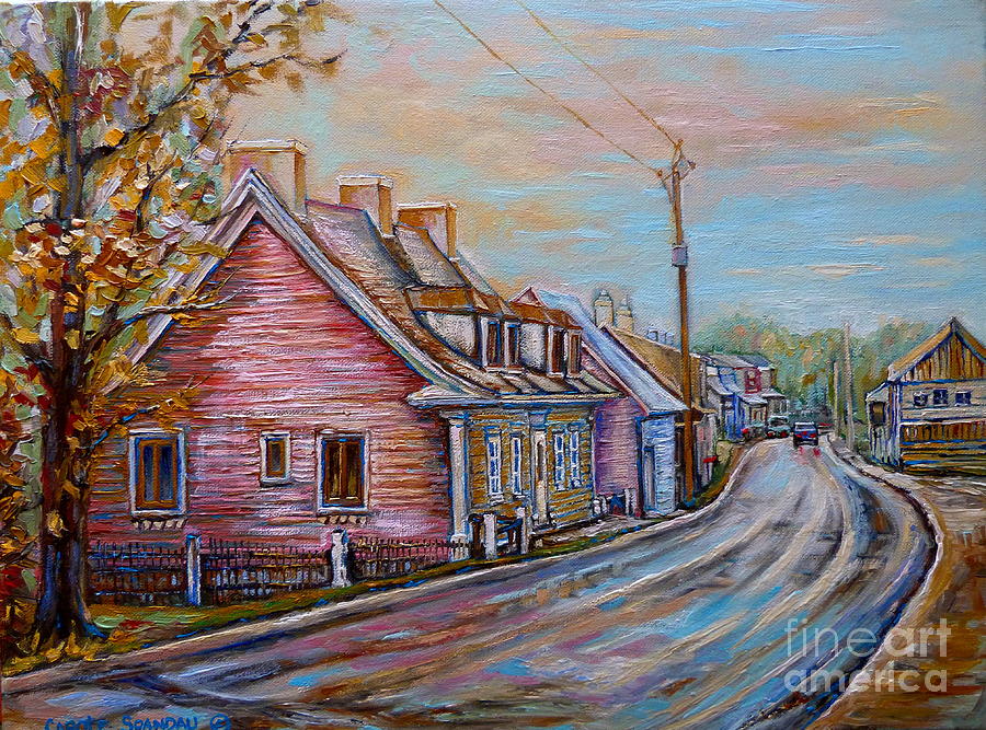 City Scene Painting - Country Road  Pink House by Carole Spandau