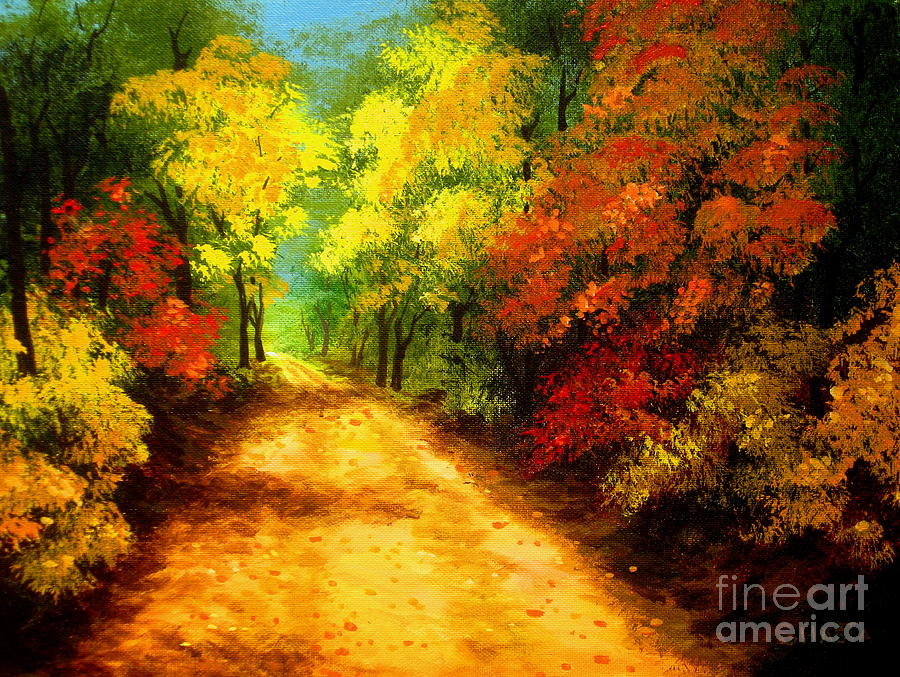 Nature Painting - Country  Road  by Shasta Eone
