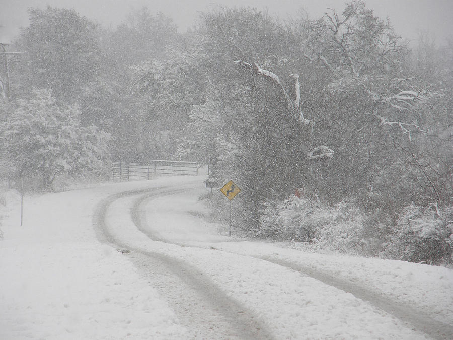 Country Road Snowfall Photograph by Shannon Story