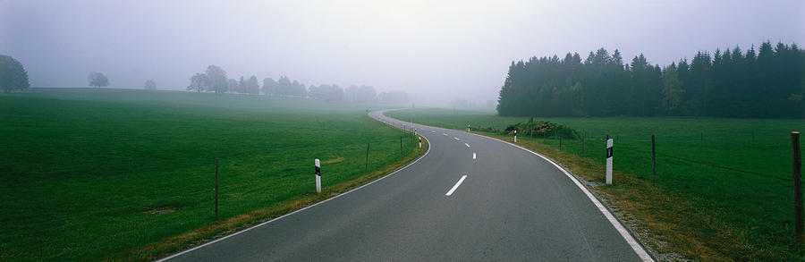 Transportation Photograph - Country Road With Fog, Near Vies by Panoramic Images