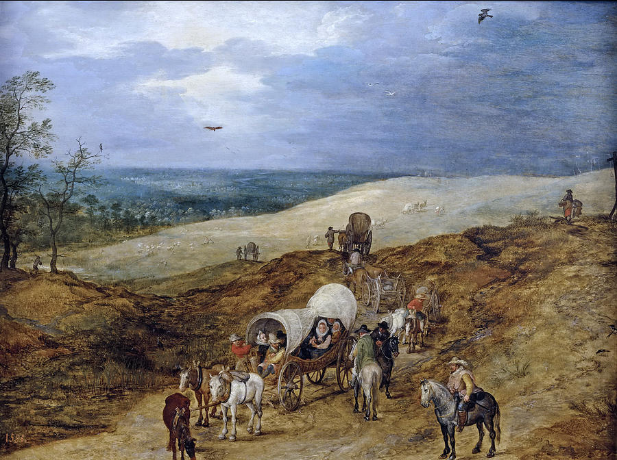 Country Road with Halt of a Convoy Painting by Jan Brueghel the Elder