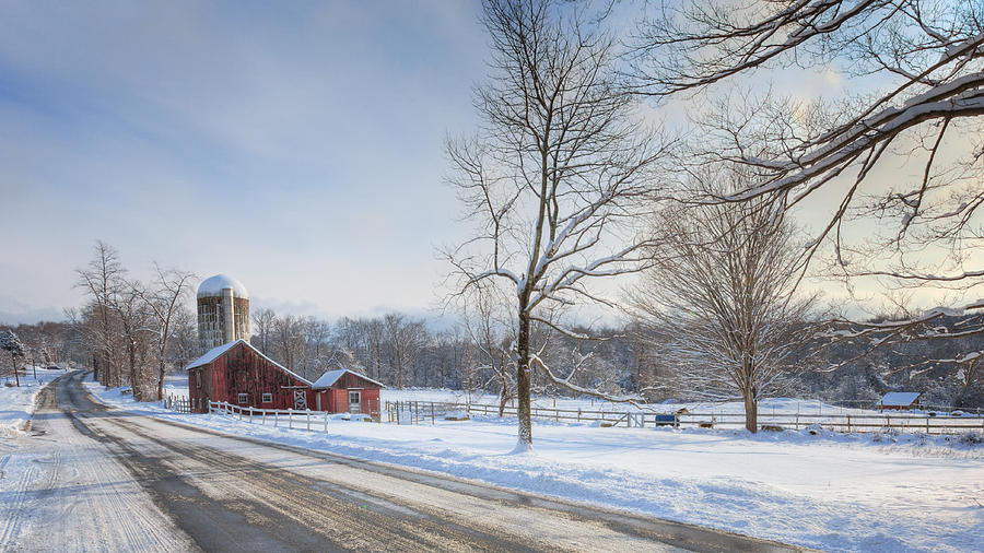 Barn Photograph - Country Roads Winter by Bill Wakeley