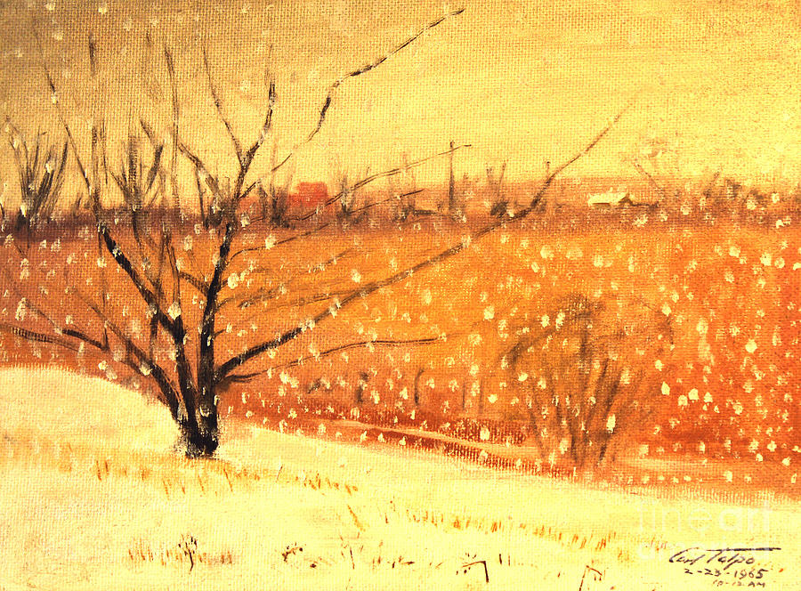 Country Snow Fall Painting by Art By Tolpo Collection