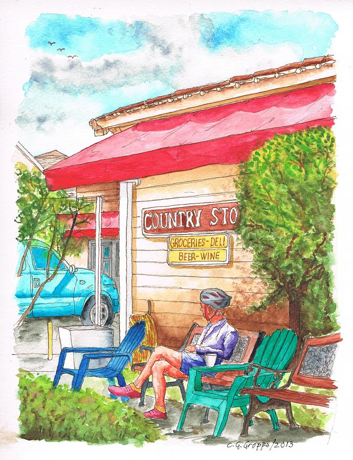 Country Store in Los Olivos - California Painting by Carlos G Groppa