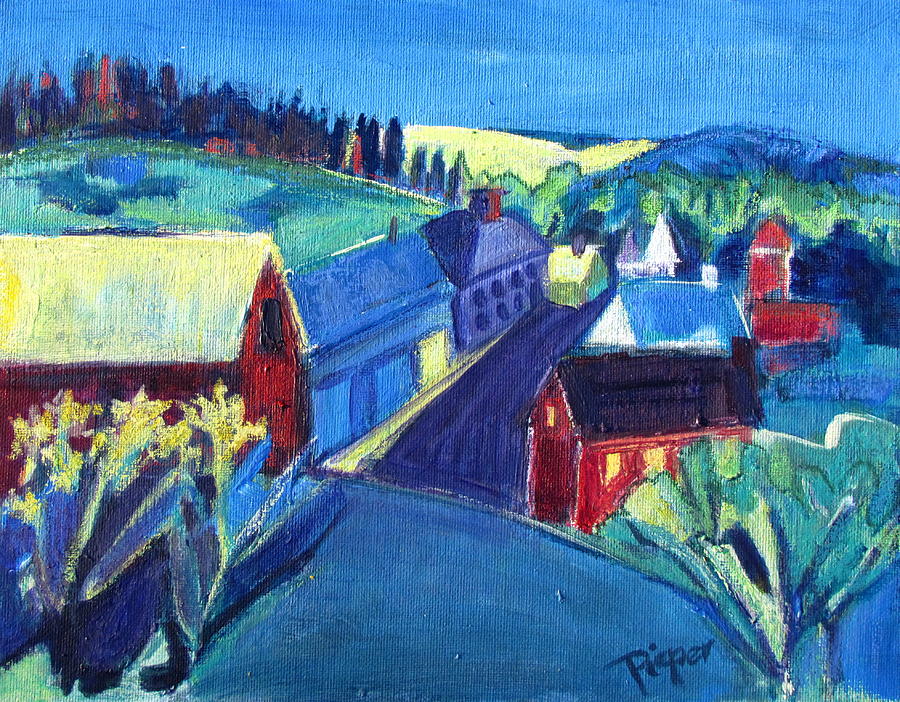 Country Village Painting by Betty Pieper