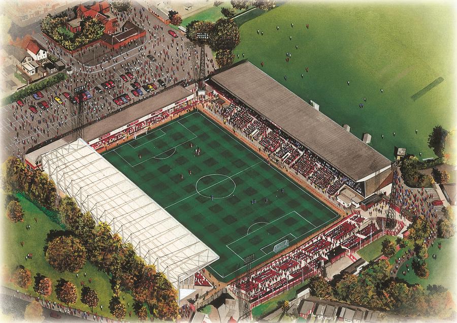 Football Painting - County Ground - Swindon Town by Kevin Fletcher