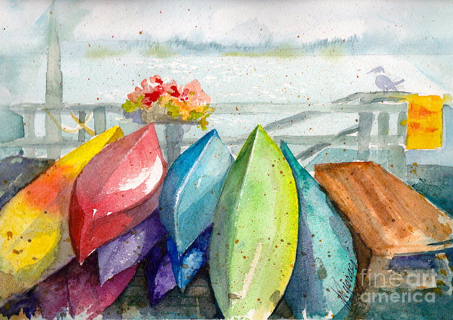 Boat Painting - Coupeville Canoes by Judi Nyerges