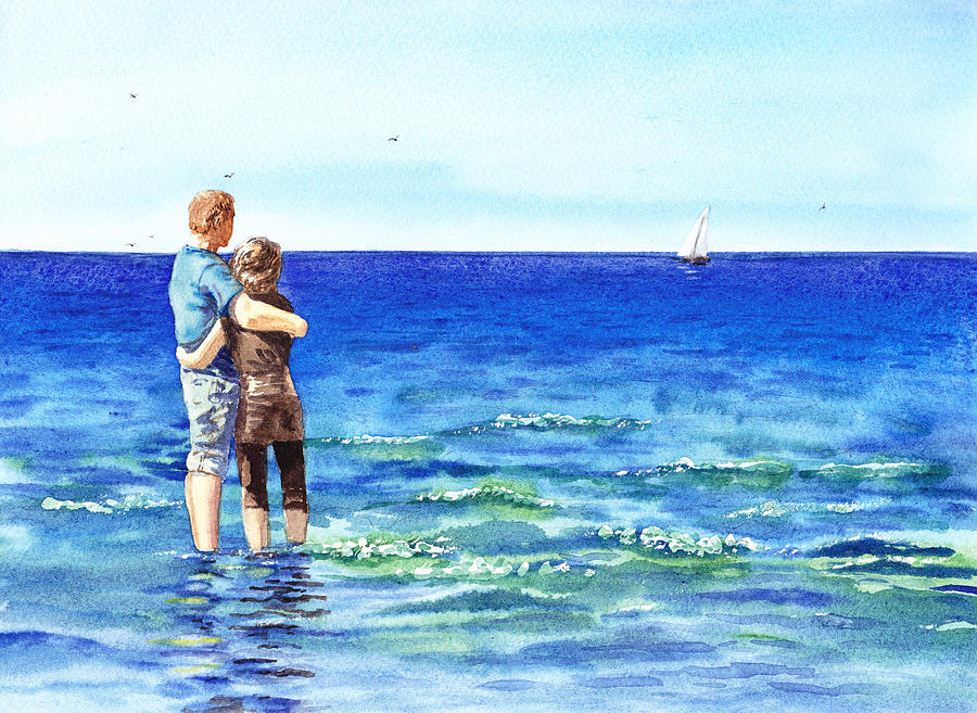 Couple And The Sea Painting by Irina Sztukowski