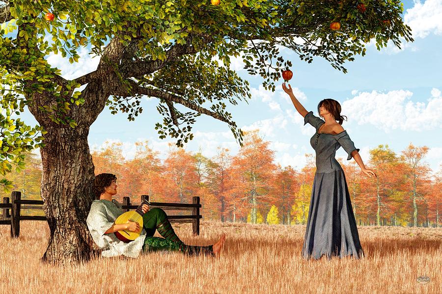 Couple at the Apple Tree Digital Art by Daniel Eskridge
