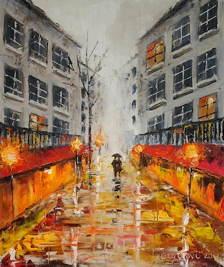 Couple In The Rain Painting - Couple In The Rain by Milena Hristova