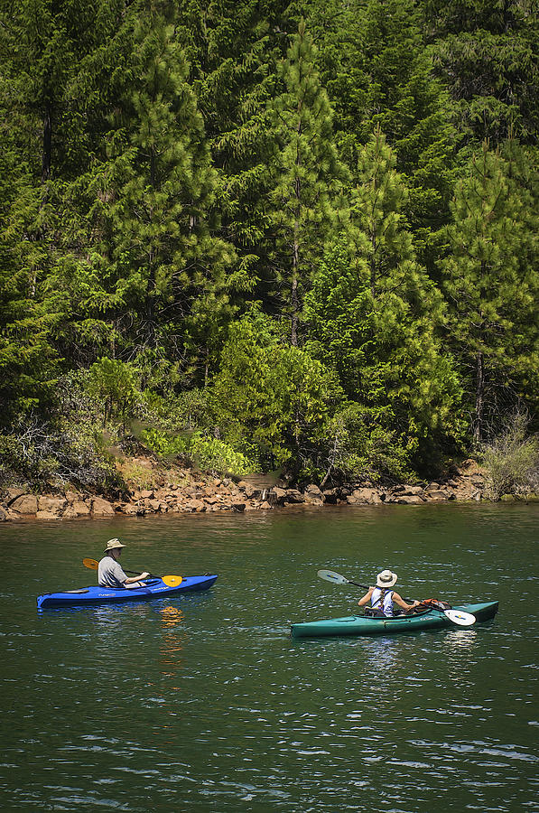 Couple Kayaking Sugar Pine Reservoir Photograph by Sherri Meyer