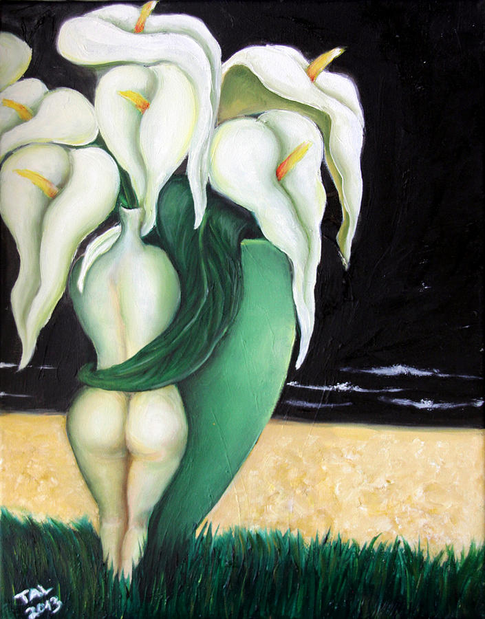 Lily Painting - Couple of vases with Calla lilies  by Tal Alperovitch