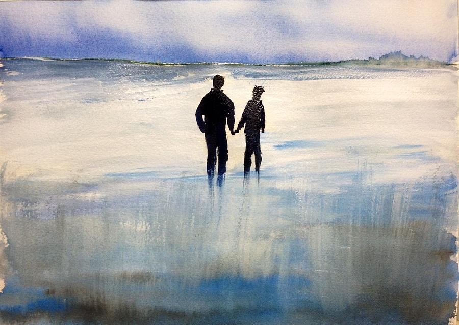 Couple on Beach Painting by Desmond Raymond