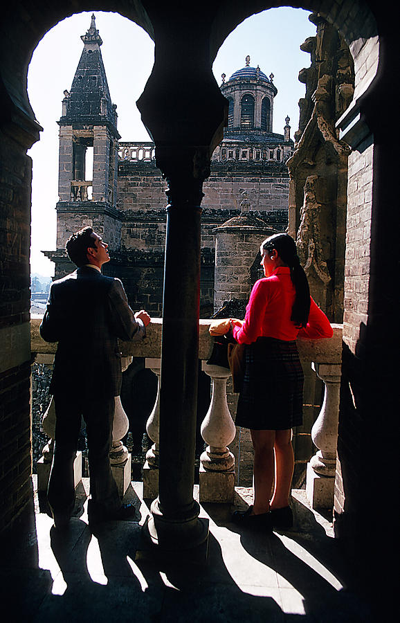 Couple On The Balcony Of Cathedral In Seville Photograph