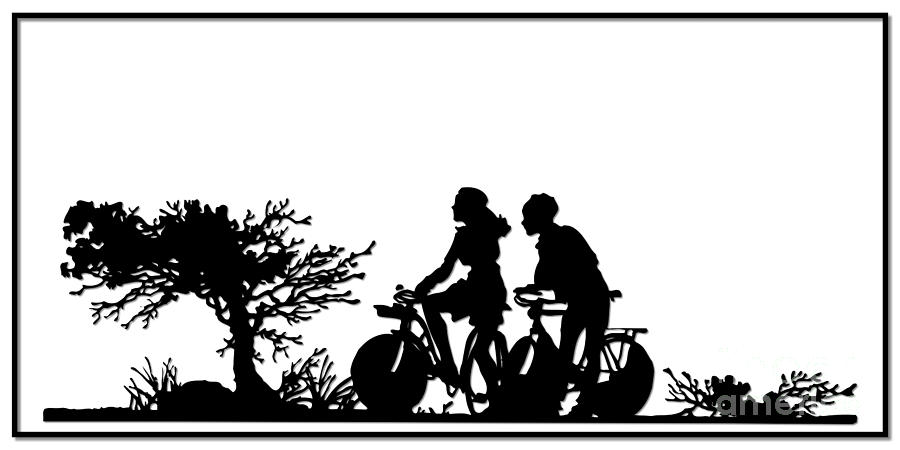 Couple Riding Bikes Silhouette Digital Art by Rose Santuci-Sofranko
