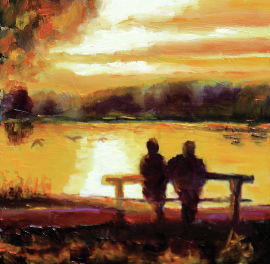 Couple Sunset Painting by P.s. Art Studios - Pixels