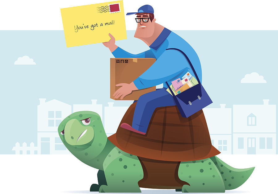 Courier With Envelope Sitting On Tortoise Drawing by Id-work